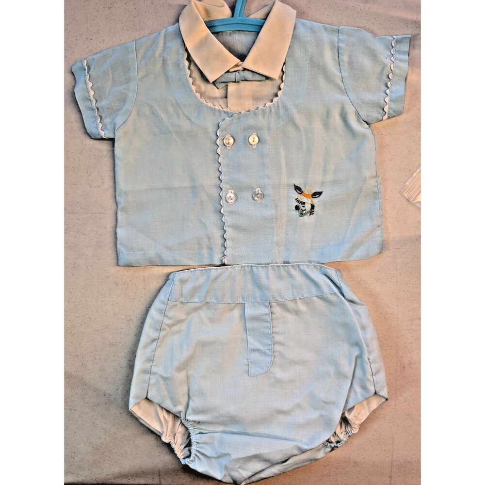 Vintage Baby Boy Newborn 2 Piece top & diaper cover